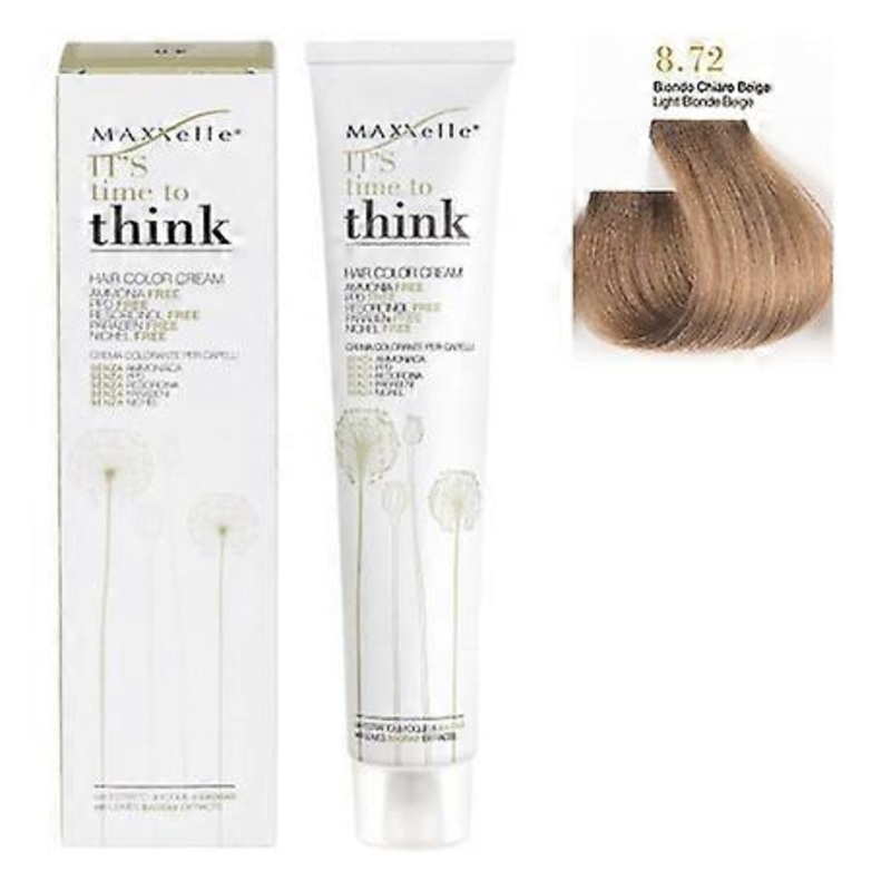 Light Blond Beige 8.72 Ammonia-free Hair Color With Argan Oil Think  Maxxelle 100ml