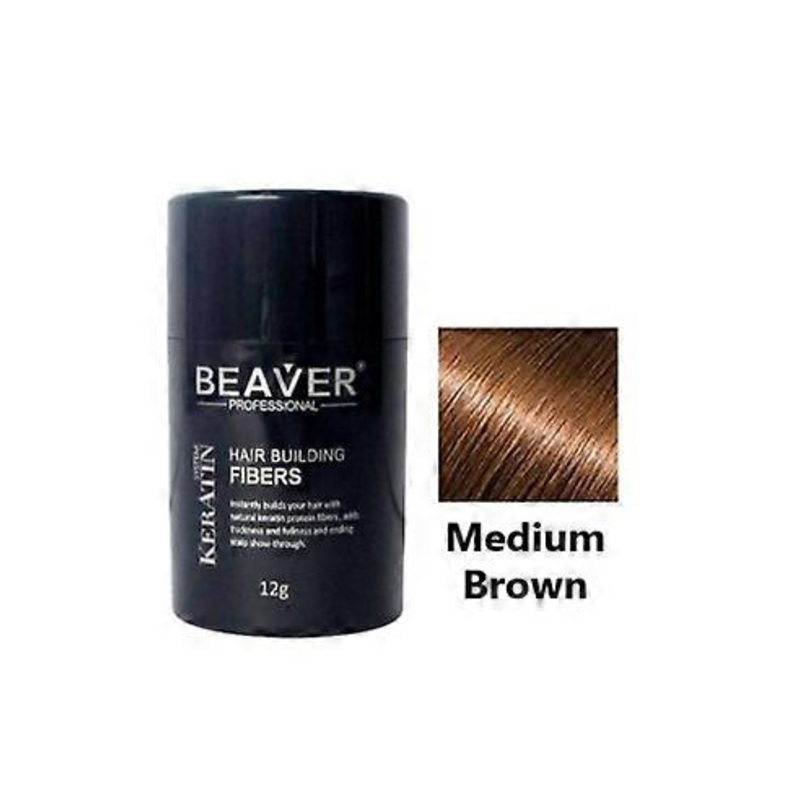 Medium Brown Keratin Hair Building Fibers Beaver 12g