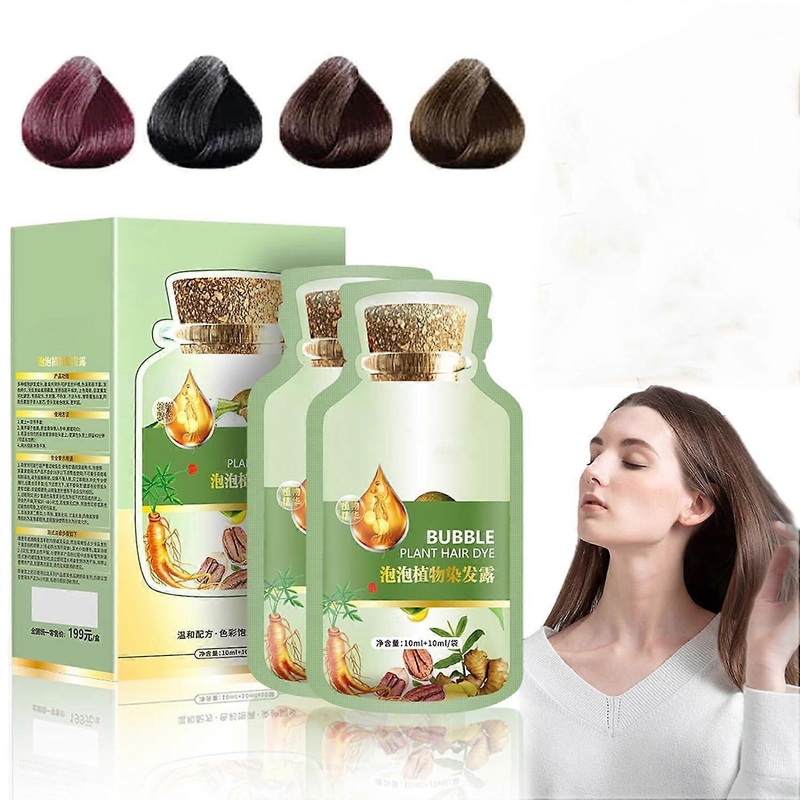 Natural Plant Hair Dye,Pure Plant Extract for Grey Hair Color Bubble Dye, New Botanical Bubble Hair Dye 20 ml 10 Packs/Box