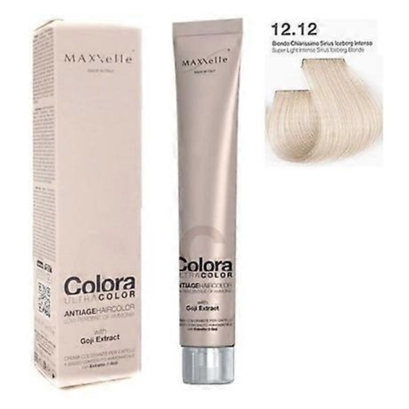Super Light Intense Sirius Iceberg Blond Intens 12.12 Hair Color Colora Maxxelle With Natural Fruit Of Goji  – 100 Ml