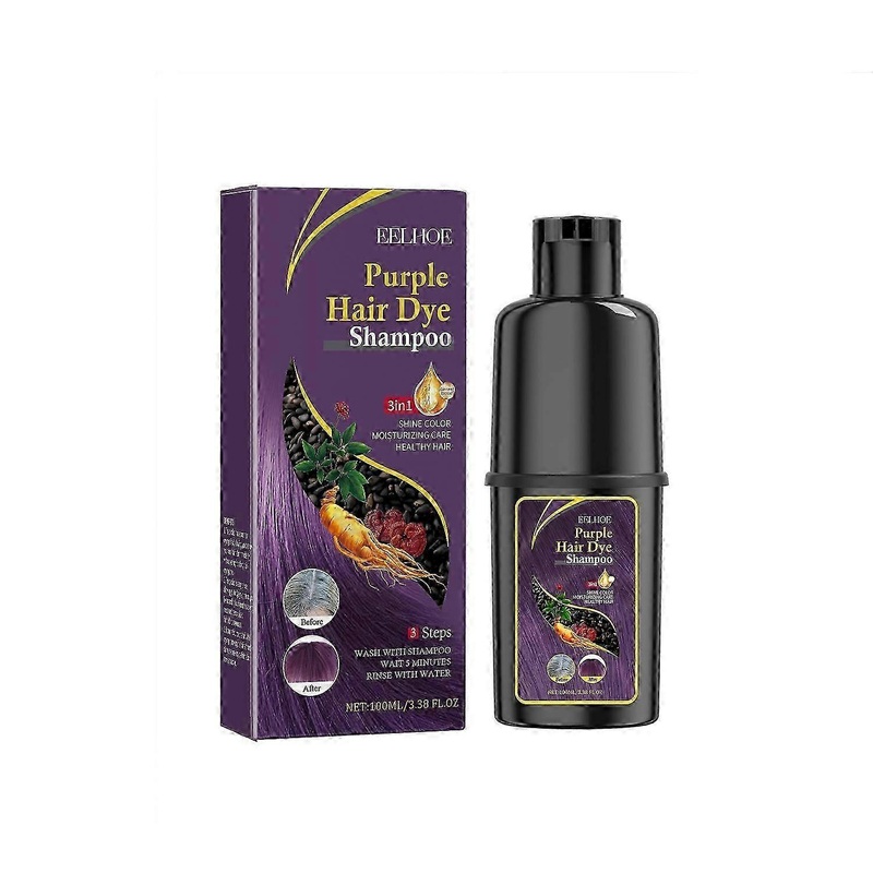 1-6x EELHOE Purple Hair Dye Shampoo 100ml Natural Long-Lasting Herbal Color Shampoo for Gray Hair