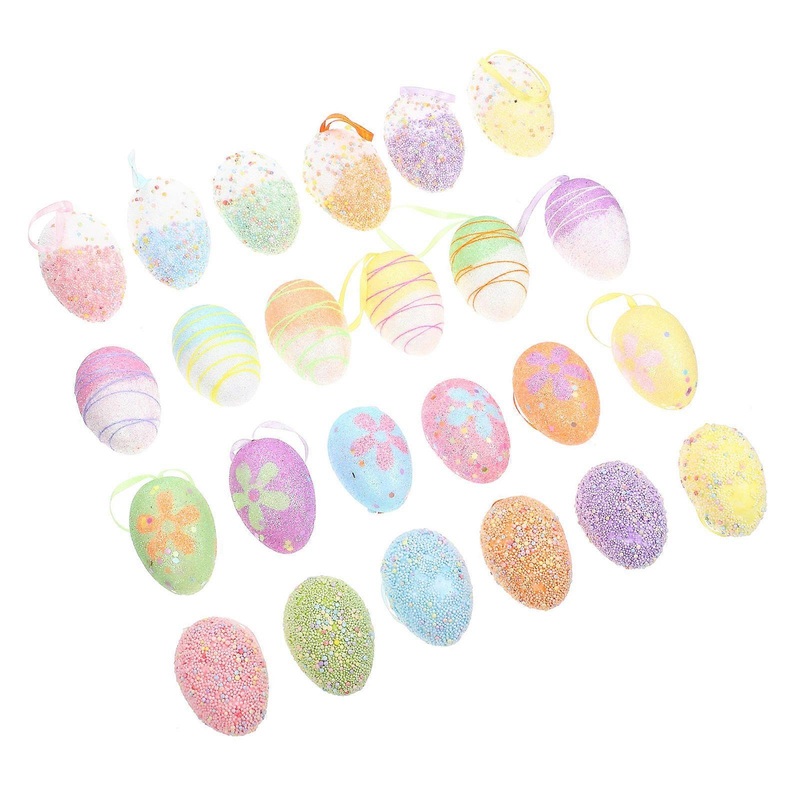 Egg Decorations Small 24Pcs Easter Egg Pendants Festival Decorations Assorted Color Creative Filling Party Decoration