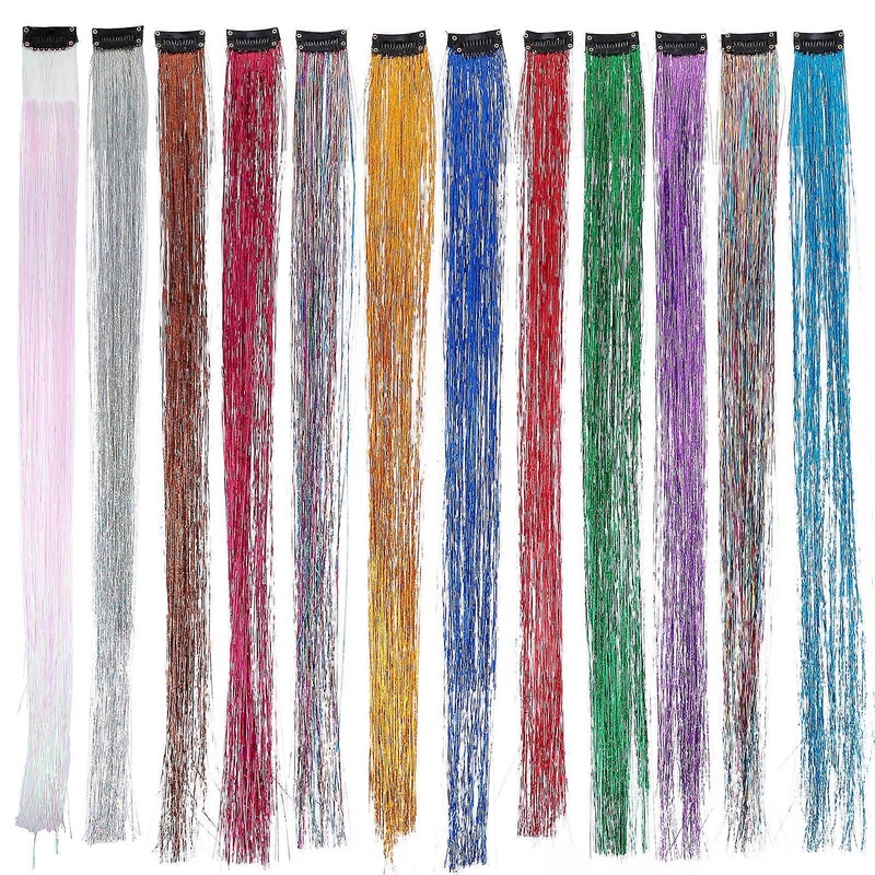 Sparkly Hair Accessories 11Pcs Hair Tinsel Strands For Women And Men In Assorted Color For Night Clubs And Daily Use Featuring Temporary Hair Color