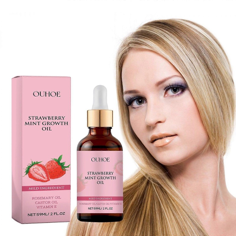 Strawberry Mint Growth Oil, Strawberry Mint Hair Growth Oil, Natural Rosemary Hair Growth Serum for Thin Dry Damaged Hair