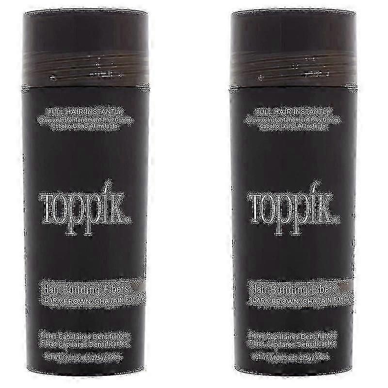 2-Pack Toppik Hair Building Fibers  Dark Brown (27.5g) for Natural-Looking Hair Thickening