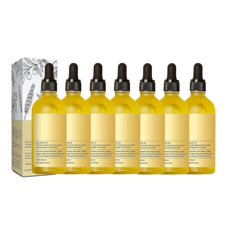 Veganic Natural Hair Growth Oil for Thin Hair Natural Hair Growth Oil for Dry Damaged Hair and Growth for Women & Men (7Pcs)