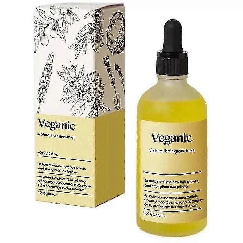 Veganic Natural Hair Growth Oil for Healthy Hair Care, 60ml Bottle in UK Style