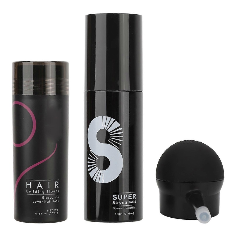 Hair Building Fiber Hair Thickening Fiber Spray Applicator Fiber Hold Spray Set for Men Women Dark Brown
