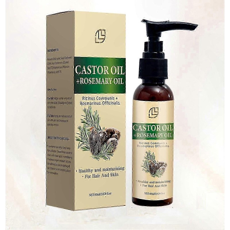 Organic Castor Oil with Rosemary for Natural Hair Growth – Strengthens Scalp & Encourages Fuller, Thicker Hair Naturally