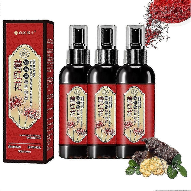 Saffron Essence Spray, Herbal Extracts Hair Serum, Saffron And Polygonum Multiflorum Essence Spray, Anti-Lost Strengthen Hair Root, Non-Frizzy, Preven