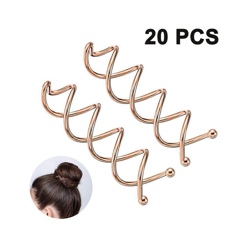 20 Spiral Hair Pins Twist Clips Round Hair Clips Hair Styling Spiral For Diy Hair Style Pins Twist Clips-Rose Gold