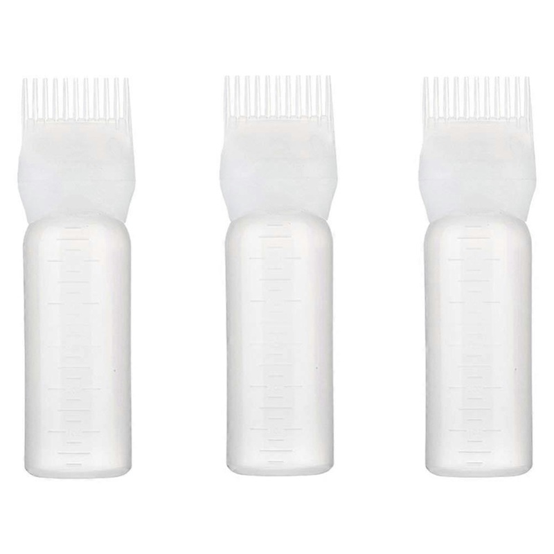 3PCS Comb Applicator Bottle Hair Color Brush Applicator Hair Dye Bottle with Comb and Graduated Scale