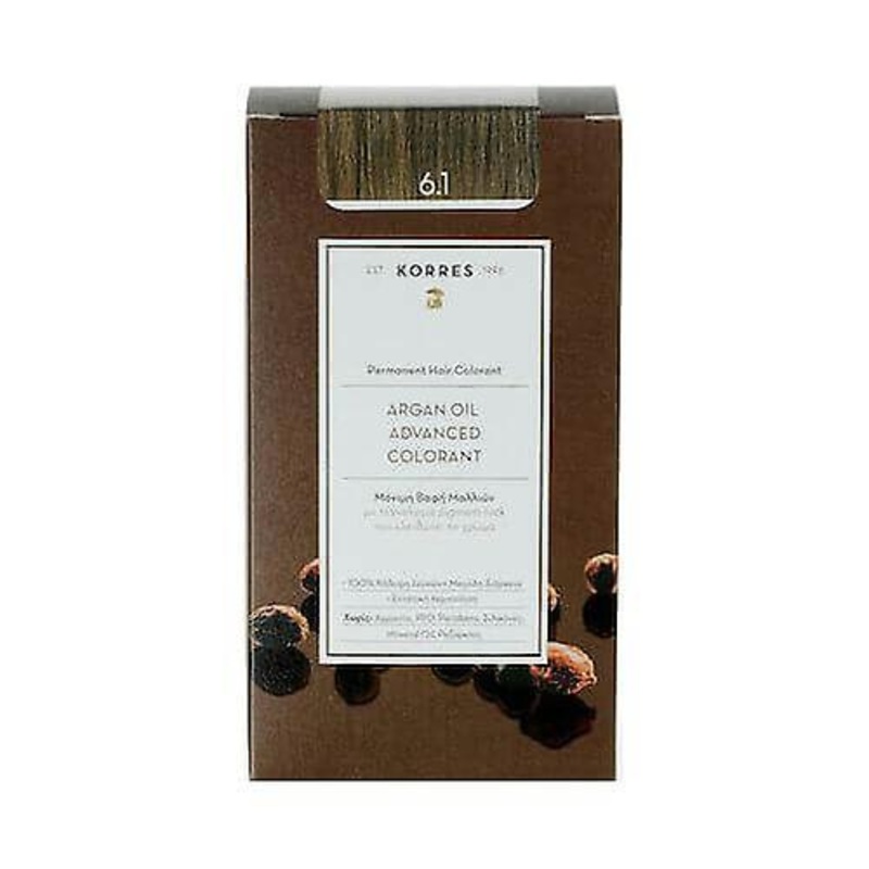 Korres Argan Oil Advanced Colorant with Pigment-Lock Technology 6.1 Ash Dark Blonde, 50ml