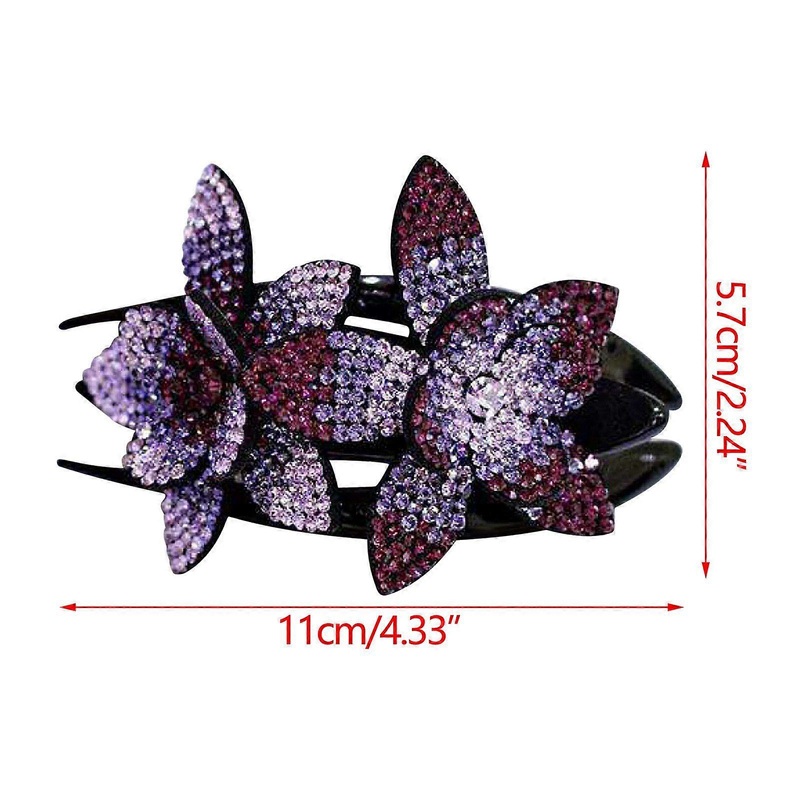 Rhinestone Flower Hair Clip Elegant Ladies Elegant Disc Hair Swallowtail Clip Hairpin Jewelry Female Rhinestone Double Flower Hair Clip