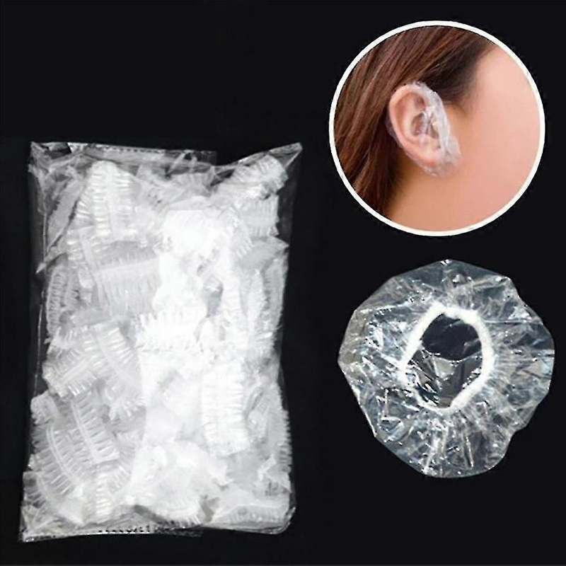 100 Pieces Of Transparent Earmuffs Shower Waterproof Hair Coloring Earmuffs Caps