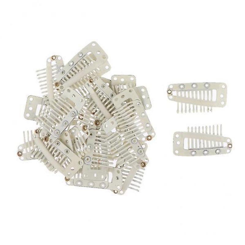 2×20 Pcs Hair Extension Snap Clips Wig Grips Clip Wigs Accessories Beige