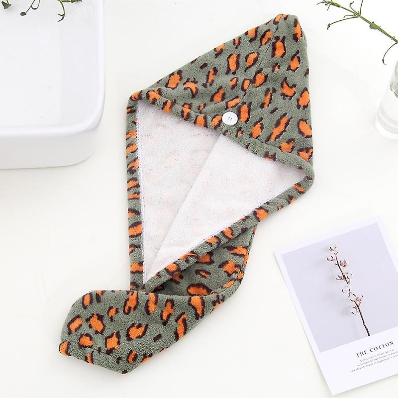 Beautiful Gift Leopard print microfiber towel wrap, super absorbent and quick-drying hair towel, quick-drying towel with button design as a gift for m
