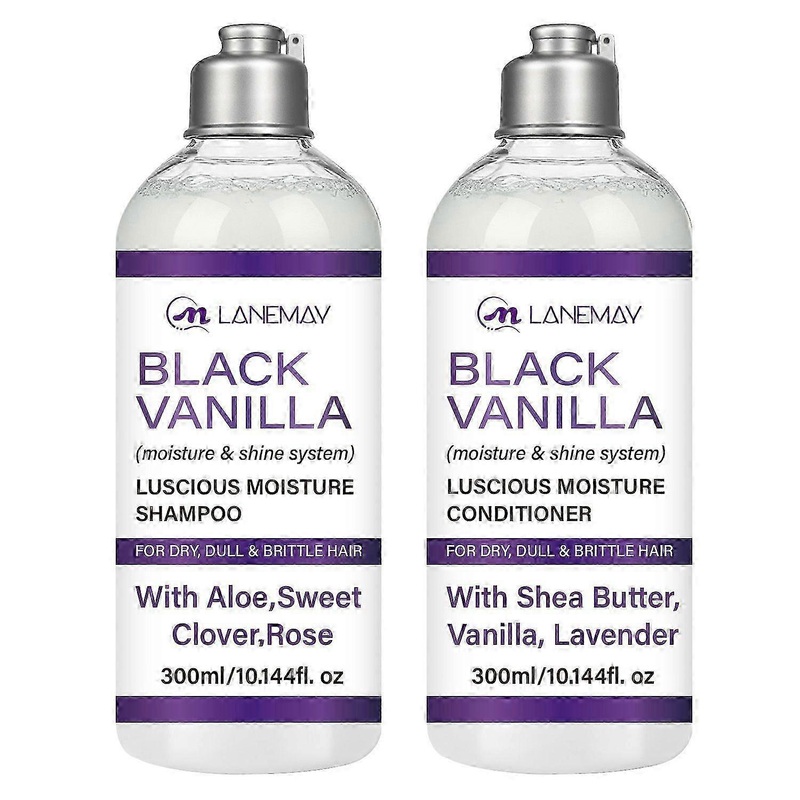 Black Vanilla Curly Hair Sulfate Free Shampoo and Conditioner Set for Dry, Damaged Natural Hair, Hydrating Hair Care Kit  Made with Shea Butter, Aloe