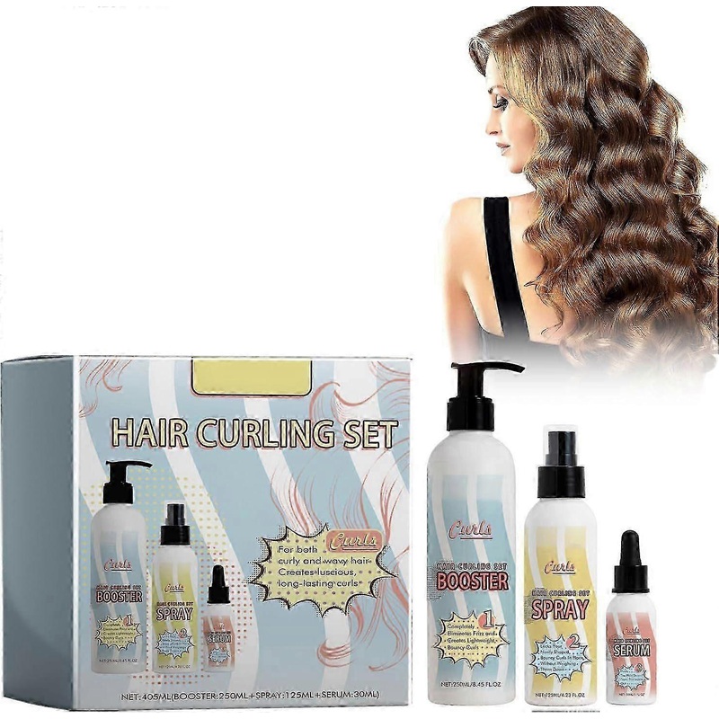 Curl Care Kit with Definer Cream, Conditioner Spray, and Nourishing Oil – Hydrates and Defines Natural and Permed Hair