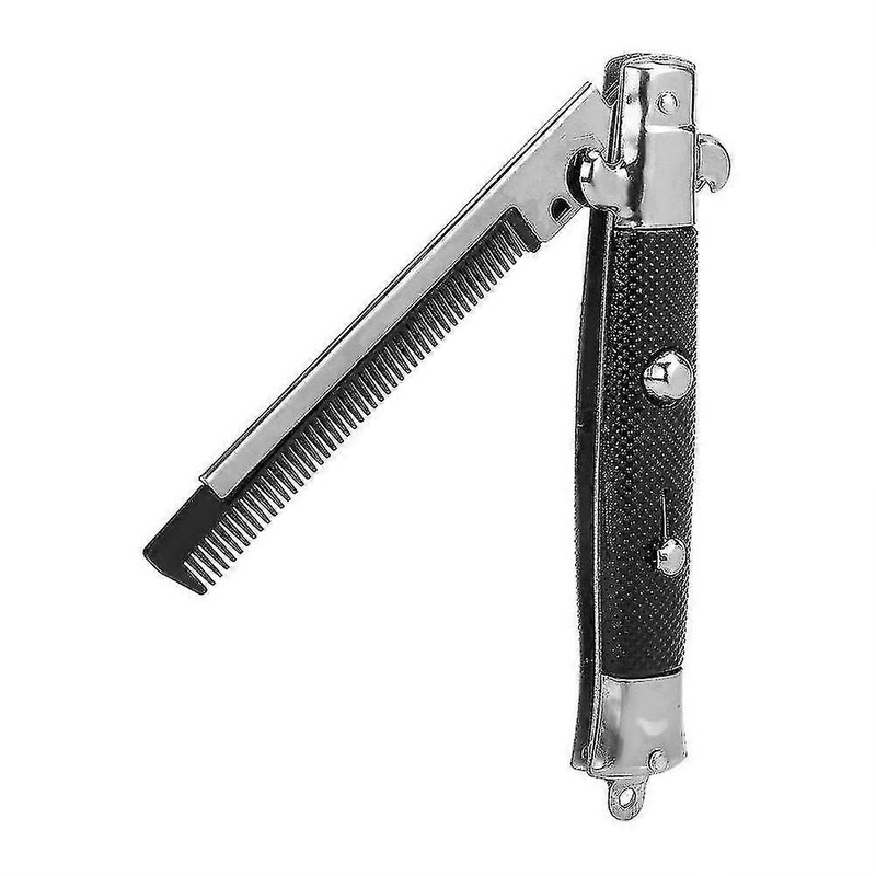 Switchblade Comb, Man’s Spring Pocket Oil Hair Comb Folding Knife Looking Automatic Push Button Brush For Head Hair Or Beard Gift For Men