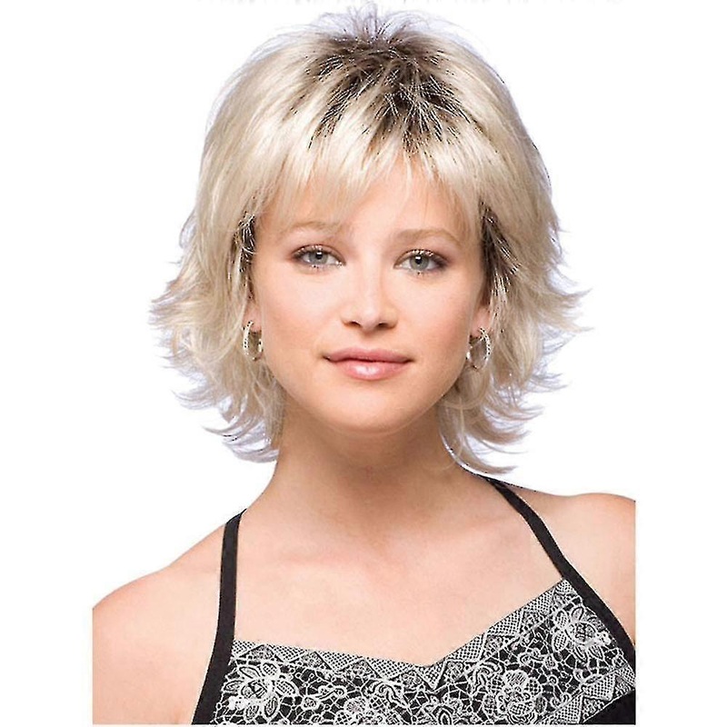 Women Short Rose Net Full Gold Synthetisch Hiar Wig Fashion Costume Wigs