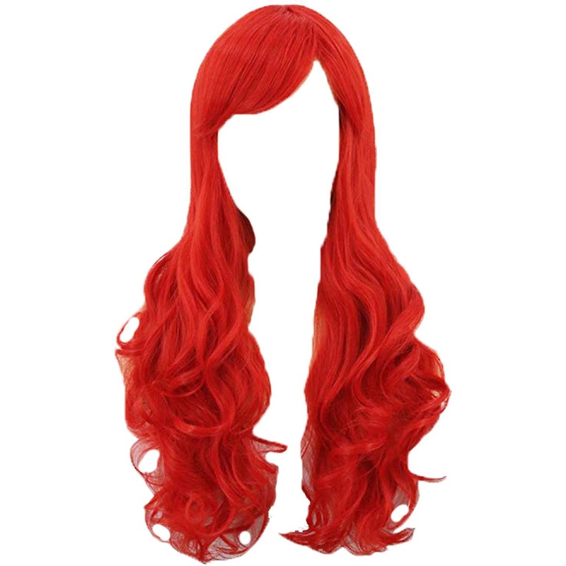 Little Mermaid Ariel Wig Wavy Cosplay Wig Synthetic Long Red Curly Costume Wigs