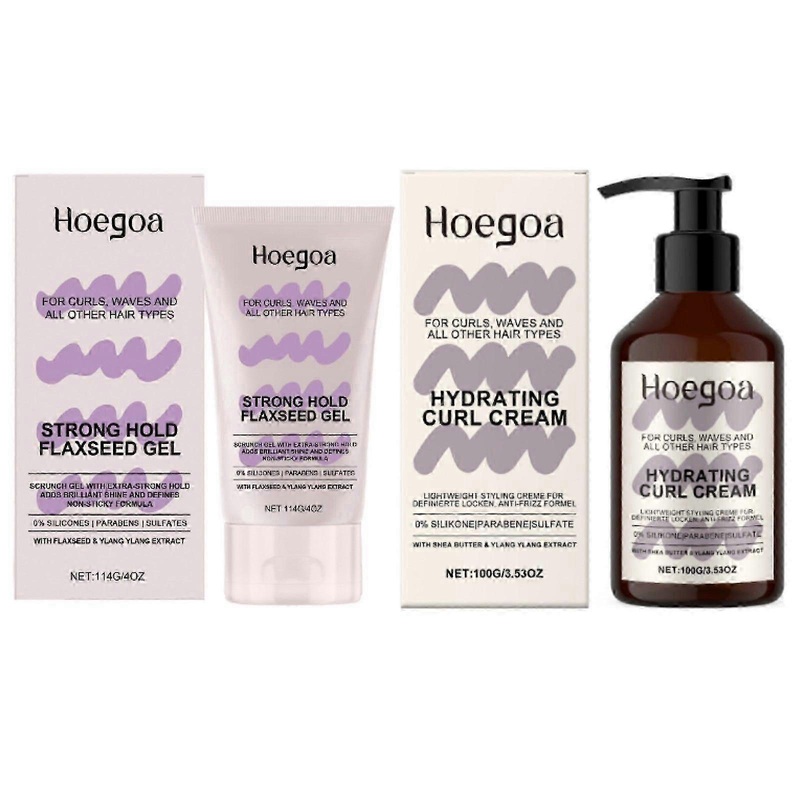 Strong Hold Curl Gel and Hydrating Cream Set for Defined, Smooth, and Long-Lasting Curls