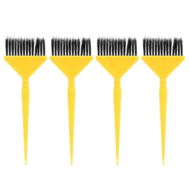 4PCS Wide Hair Dye Brus Portable Stiff Bristle Pointed Tail Even Coloring Hair Dye Tint Brush for Barber Yellow