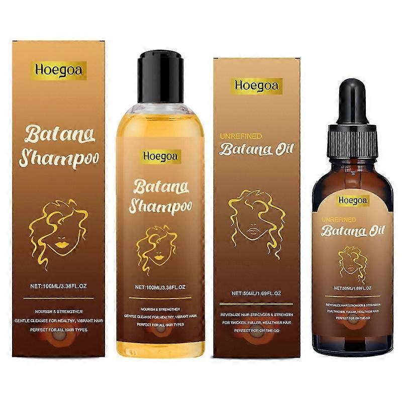 Batana Oil Hair Growth Shampoo & Batana Oil Set: Natural Hair Loss Shampoo & Essence Oil for Thinning Hair for Women and Men – Daily Hair Care at Home