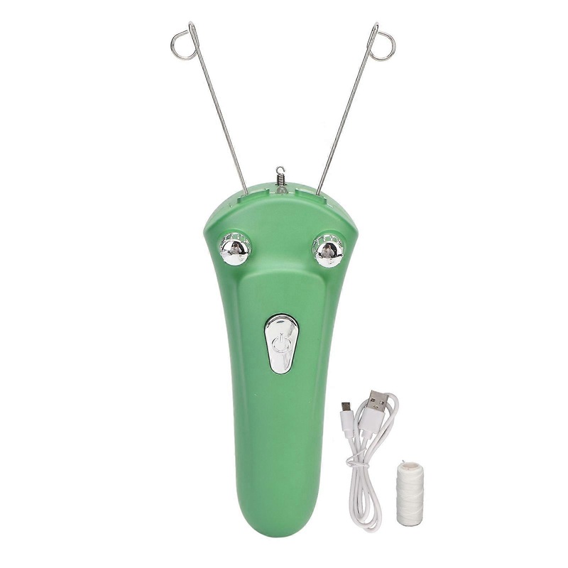 Cotton Thread Face Epilator USB Rechargeable LED Lighting Electric Threading Epilator Green 500mAh