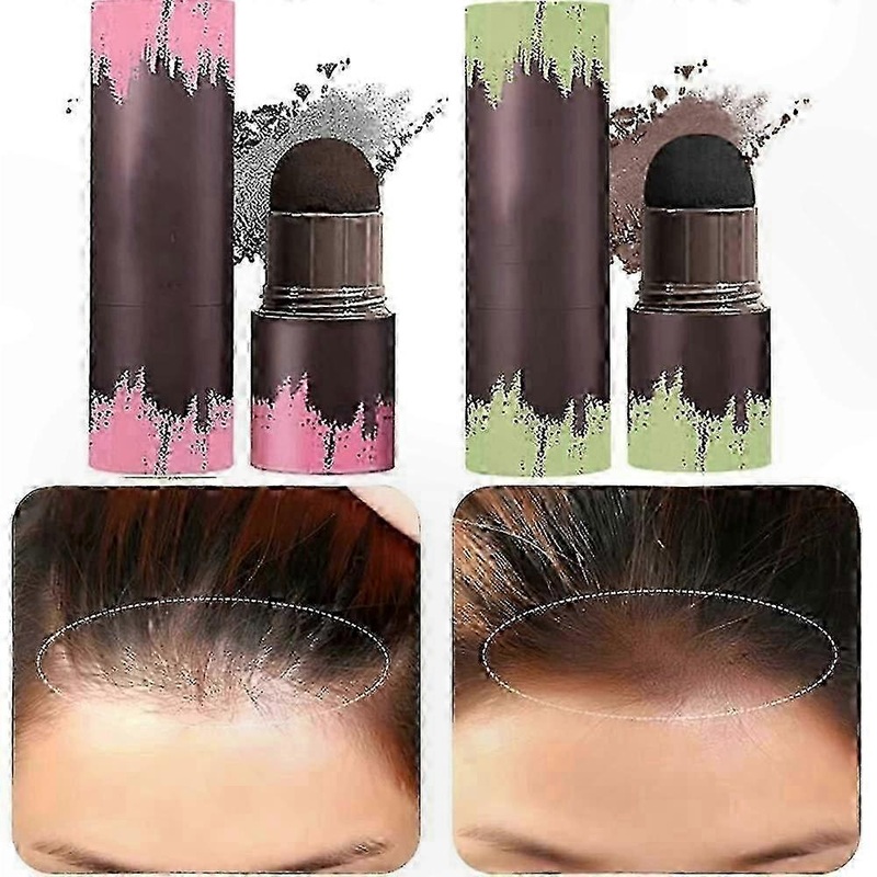 Waterproof Hair Shadow Stick, 2-Pack Root Concealer with Sponge Applicator, Long-Lasting Hairline Filler Solution