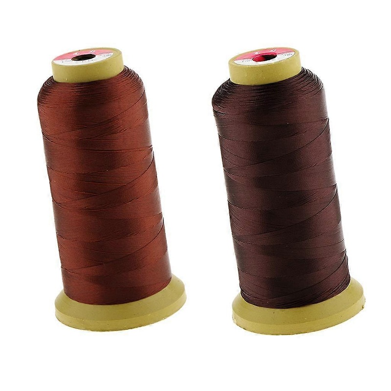 2 Rolls Red Bronze+Dark Brown Nylon Hair Weaving Thread Spool For Wig Making Weft Hair Extensions Braids