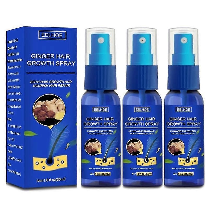3pcs Ginger Fast Hair Growth Serum Spray Regrowth Essence Anti Hair Loss Products Prevent Baldness Beauty Health