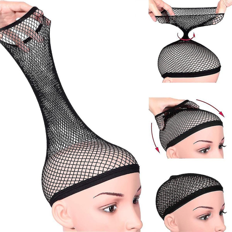 Black Mesh Wig Caps For Long Hair,3 Pack