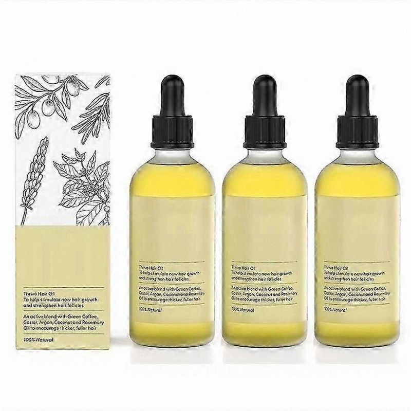 Natural Hair Growth Oil Blend with Caffeine, Biotin, Castor & Argan Oils, 1-3 Pieces