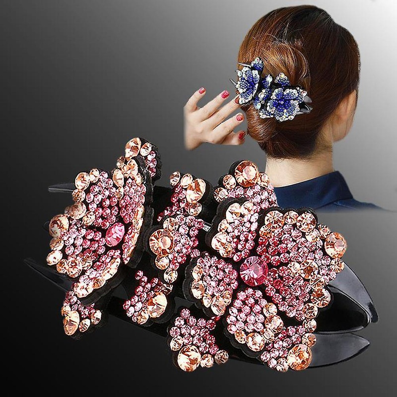Rhinestone Hair Clip for Women Girls Crystal Fancy Hair Pins Hair Clips Elegant Thick Long Hair Accessories
