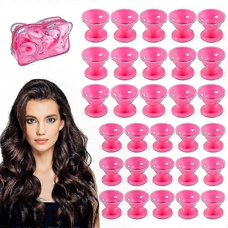 Silicone Curlers for Heat-Free Styling, 30 Pieces, Suitable for All Hair Types