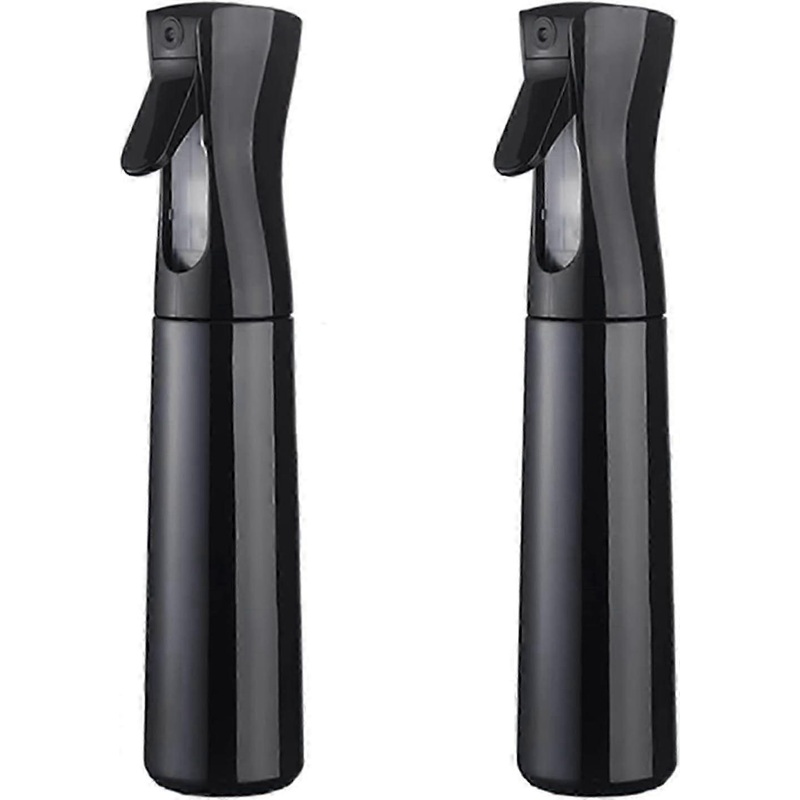 2pcs Hair Spray Bottle,  Continuous Water Mister Spray Bottle Empty, Aerosol Fine Mist Curly Hair Spray Bottle 10.2oz/300ml (Black)