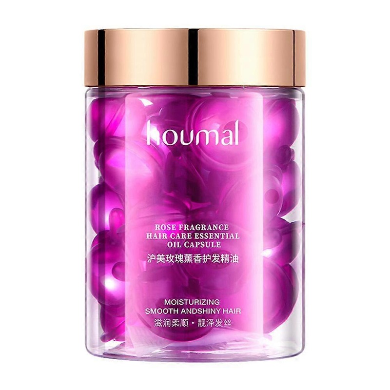 30pcs Rose Hair Oil Capsules Nourishing Essential Oil Smooth Repair for Dry Hair Scalp Care Serum Treatment