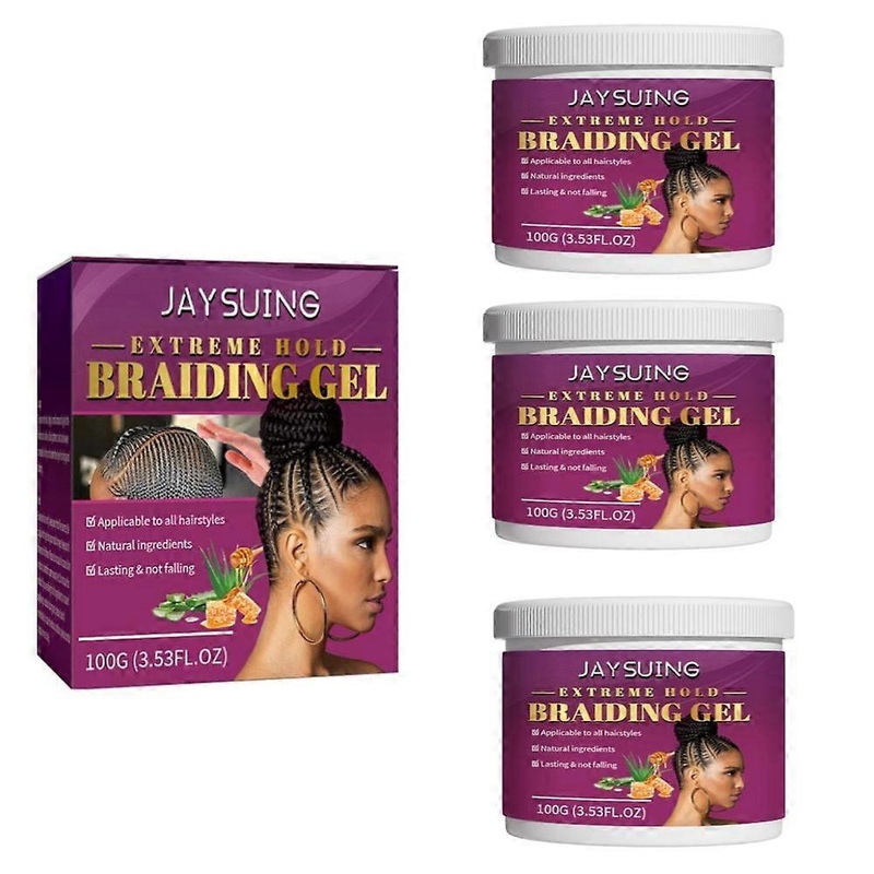 3x 100g Hair Braiding Gel Styling Waxes Cream Long Lasting Twist Strong Hold Pomade Anti-Frizz Beauty Care Dreadlocks Styling Wax