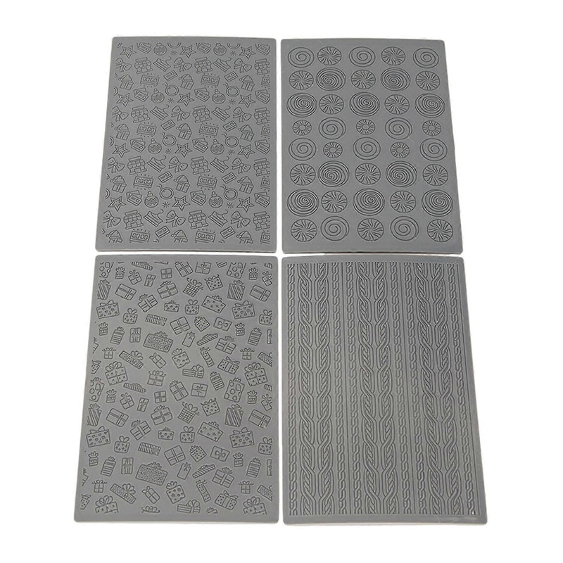 4Pcs Christmas Patterned Clay Texture Sheets for Clay Earrings Jewelry Making, Knotted Stripe Clay Texture Mat