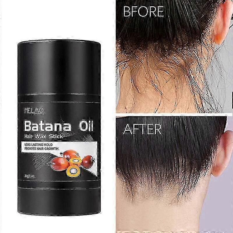 Batana Oil Hair Wax Stick, Portable Travel Hair Wax Stick, Hair Slick Back Stick, Anti-Frizz and Fly Away Hair Tamer, No Residue Hair Finishing Stick