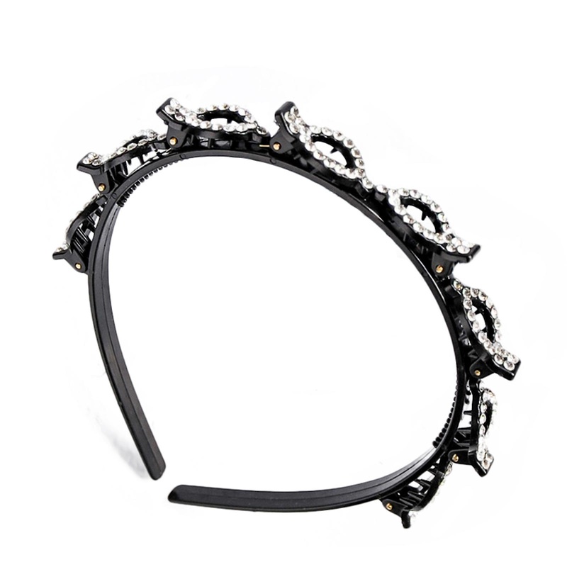 Braided Hair Band Rhinestone Clip Multi-Layer Bands Clip Hairband Hair Hoop
