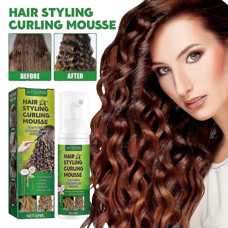Jaysuing fluffy curly hair styling mousse, anti-frizzy curly hair moisturizing care foam styling mousse