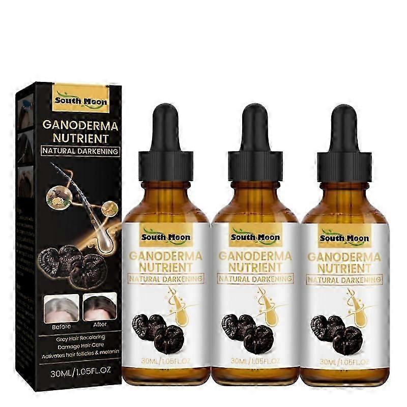 3pcs Grey Hair Reverse Serums Ganoderma Nutrient Natural Darkening Serums 30ml Anti-Greying Hair Serums