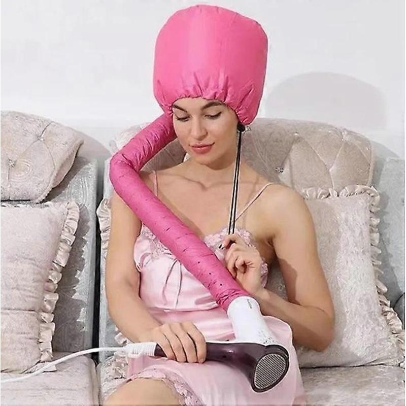 Pink Soft Bonnet Hooded Hair Dryer Attachment For Natural Curly Textured Hair Care, Drying, Styling, Curling, Deep Conditioning Mask Cap, Upgraded Sof
