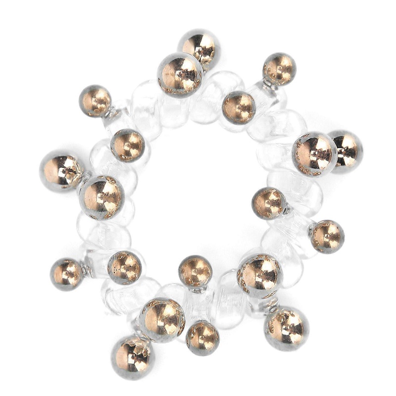 Women Spiral Hair Ties Colorful Bead Coil Hair Ties Phone Cord Ponytail Holder GiftGolden