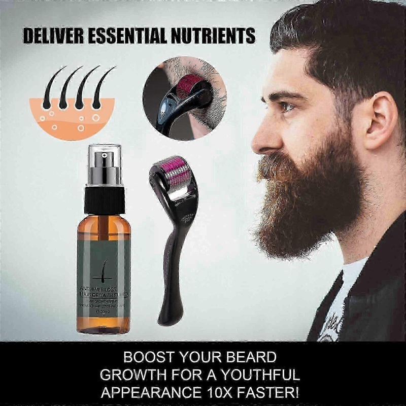 3pcs Beard Growth Kit for Men – Nourishing Oil and Enhancing Roller
