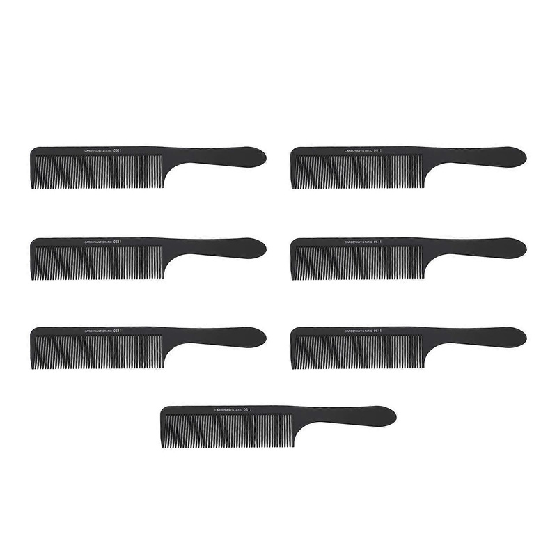 7pcs Hair Dressing Comb Professional Prevents Static Fine Tooth Carbon Fiber Hair Styling Comb for Salon Home Black