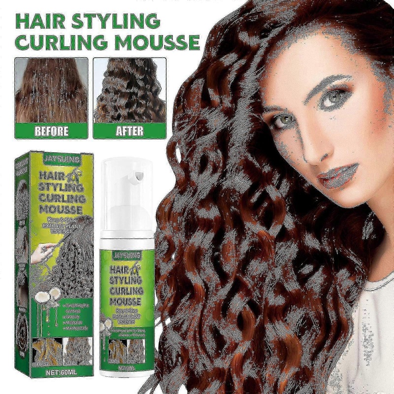 Jaysuing Fluffy Curls Styling Mousse Anti frizz Curls Elastic Moisturizing Care Foam Styling  3467887744064